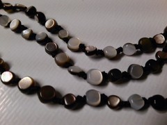 Vintage multi-strand necklace/choker iridescent shell beads 18″