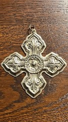 VTG Cross Raimond Silver plate Ornament Italy Signed 3.5 inches