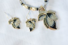 Vintage necklace Kenneth Cole set, KC zebra, Laura Ashley pendant & multi color