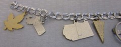 vintage Sterling Silver Enamel State Map Charm Bracelet Souvenir PA MA 7P
