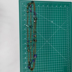 Vintage Art Glass Peacock Iridescent Venetian? Necklace 28″ Long Flapper Length