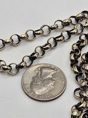 Vintage Sterling Silver Rolo Round Link Chain Necklace 23″