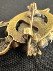 Antique Victorian Turtle Pin With Garnet Opaline Glass Gold Tone C Clasp 1” Cute