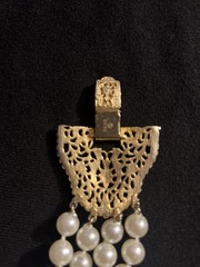 Vintage 1950-1970 Geno Multi-4 Strand Faux Pearl Necklace Gold Tone Clasp