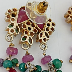 Vintage Boho Luxe Chandelier Earrings Maximalist Floral Ruby Rococo Style Opera