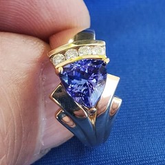 Original EARTH MINED TANZANITE DIAMOND Engagement Ring 14K GOLD Design Solitaire