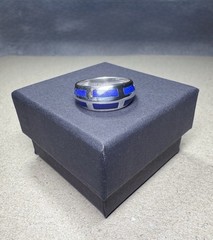 Stunning Vintage High Polish Flush Lapis Lazuli Blue Gemstone Ring Sz 7