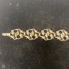 Sterling Silver 7 Inch 30g Panel Bracelet A Repousse Design Of Scottish Thistles