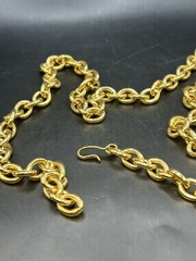 Vtg Monet Gold Tone Oval Links Chain Necklace Shepherds Hook 29 In.