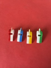 4 Vintage Charm Bracelet Whistles in different colors, 1.25″ Tall, All 4 Work