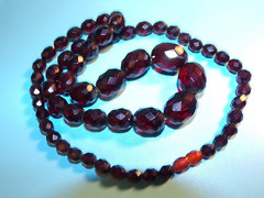 VTG Cherry Amber Faceted Graduated Beads Necklace Tested 28″ Length 56 gms