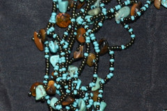Vintage? Genuine Turquoise And Tiger Eye Nuggets Beads Necklace 19.5″L
