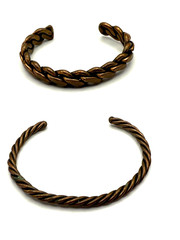 Vintage Braided Copper Bracelet Cuffs Set of 2 Stackable Adjustable