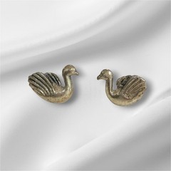 Vintage Sterling Silver Swan Screw Back Earrings .75 x .5 Inches