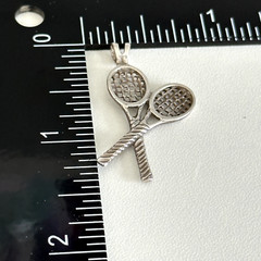 Vintage 925 Sterling Silver Tennis Racket Sports Themed Pendant