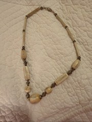 Vintage jewelry Necklace Metal wood Bone handcrafted Art custom C1930-40