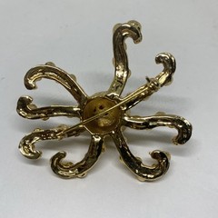 Giant octopus goldtone 3D austrain crystal brooch XL size brooch pin jewelry