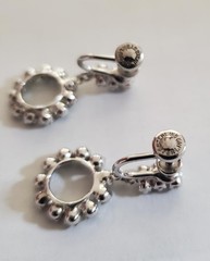 D’Or Sterling Silver Brooch Pendant & Earrings w/rhinestones & aquamarine