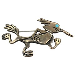 Southwestern Cartoon Running Roadrunner Sterling Silver 925 Brooch Pin