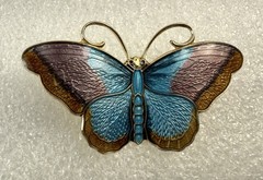 Vintage Hroar Prydz NORWAY Sterling Silver Enamel Butterfly Brooch Pin