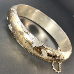 Vintage Bangle Bracelet Estate Fine Jewelry Pre-Owned Sterling Silver Antique