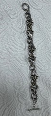Vintage Pewter Distinctive Scroll Design with Gold Tone Accents 7” Bracelet 37 G
