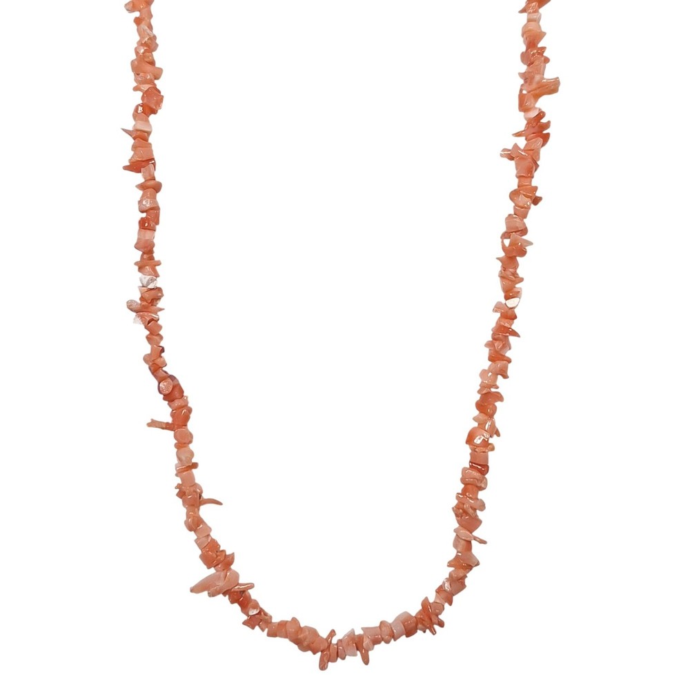 Vintage Natural Coral Bead Necklace Pink Orange Irregular Shape Handmade