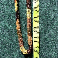 Button Necklace brown yellow autumn multicolor 16.5” drop metal connectors VTG