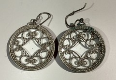 Vintage Earrings Rostov Finift Russian Enamel Painted Floral Dangle Silver Tone