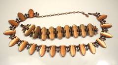MATISSE TEARDROP Signed Set Red Black Enamel MidCentury Wearable Art Copper 136g