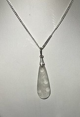 Art Deco Crystal Floral Frosted Molded Glass Pendant Necklace & Earring Set