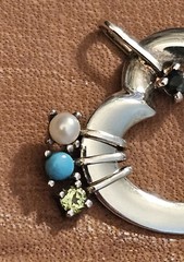 Vintage Lenox Sterling 4 Gems Amethyst Pearl Turquoise Peridot Heart Pendant