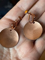 Vintage Enamel Copper Earrings push-on lock