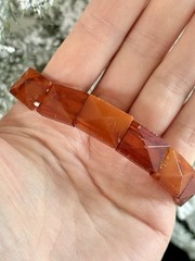 Vintage Natural Cognac Butterscotch Amber Faceted Panel Stretch Bracelet 11g