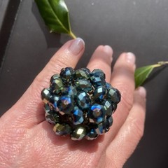 Vintage Ring Estate Jewelry Pre-owned Purple Briolette Crystal Cha-Cha Any Size