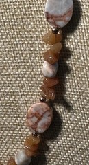 VTG Polished Quartz Agate Stone Gemstone Necklace 20” Toggle Clasp Copper Accent