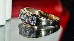 10k yellow gold ring 1.00ct natural tanzanite size 6 band vintage 2.15gr N3511