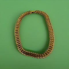 Vintage Monet Gold Necklace Signed 16” Gold Tone Matte Link Double Clasp