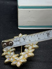 Vintage Unsigned Rhinestone Crystals AB Brooch Earrings Set