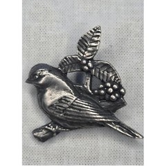 Vintage Birds & Blooms Pewter Pin Set Noahs Ark Watering Can Bird Brooches 3pc