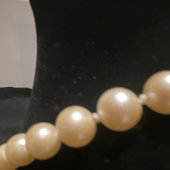 Vintage White Pearl Round Beaded Strand Necklace Knotted Spring Ring Clasp 16”