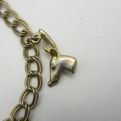 Vtg Christmas Charm Bracelet Santa Sleigh Reindeer Teddy Bear Present Gold Tone