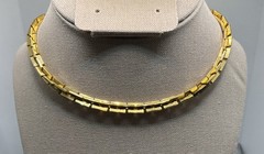 Vintage Gold Tone Choker Rectangle Box Links Chain 15″ LES BERNARD? READ
