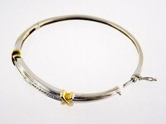 Abraham David Lowenstark Sterling Silver Diamond Hinged Bracelet ADL 925 7 Inch
