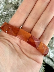 Vintage Natural Cognac Butterscotch Amber Faceted Panel Stretch Bracelet 11g