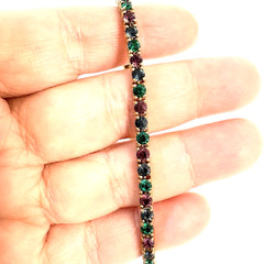 Vintage Joan Rivers Tennis Bracelet Blue Green Purple Swarovski Crystal 7 1/2″