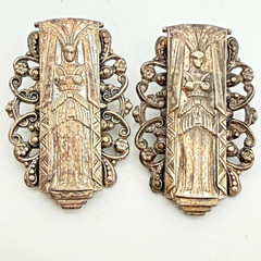 VTG Art Deco Egyptian Revival Goddess Earrings Pot Metal Statement 1.75″