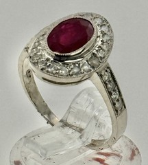 Estate Platinum 1.35 Cttw DIAMOND & RUBY Ring,Sz 6.25, 5.3g approximately