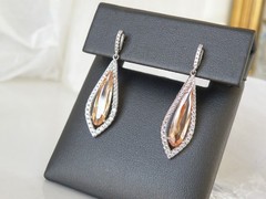 Vintage Sterling Silver 925 Champagne Drop Dangle Earrings