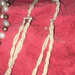 Vintage womens 2pc Mixed Lot Necklaces Multi-Strand Faux Pearl White Beaded